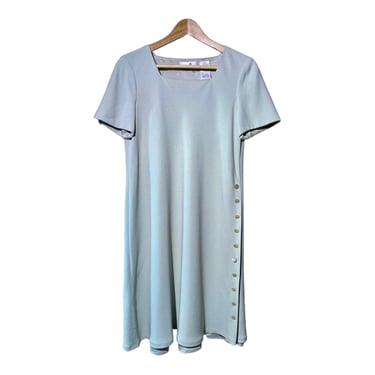 Vintage 90s Dress, 00s Pastel Mint Green Short Sleeve Dress Liz Claiborne Simple Minimal Preppy Loose Fit Cottage Lolita Summer Dress 