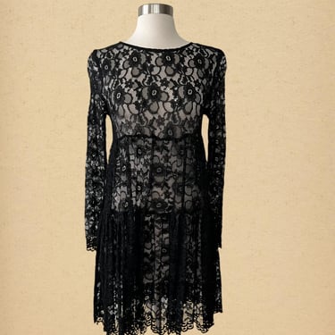 Vintage 90s Black Lace Dress 