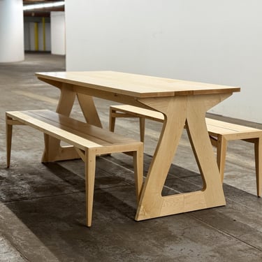 Handmade Drop-Leaf Console Table: Mid-Century Modern Dining Table, USA made 