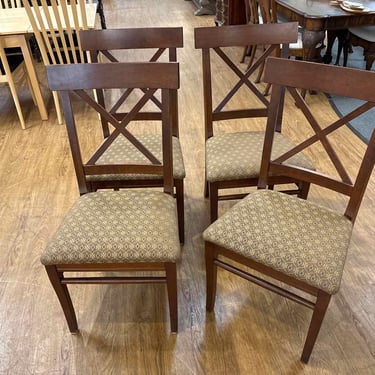 Set of 4 Arhaus Cross Back Upholstered Dining Chairs