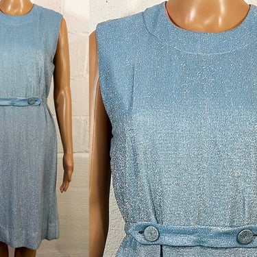 Vintage Baby Blue Glittery Dress Sleeveless Glitter Parkshire Sparkle Formal New Year's Eve Party Cocktail 1960s Small Medium 