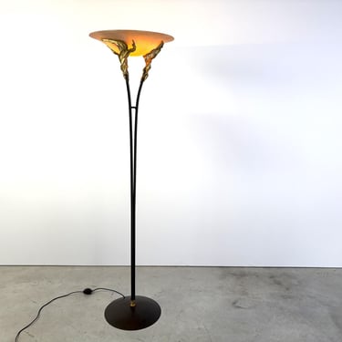 Art deco style floor lamp by Ligne D, 1980s - vintage torchiere floor lamp - art deco floor lamp -french floor lamp 