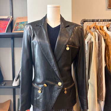 Donna Karan New York Black Leather Blazer