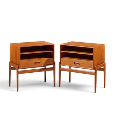 Arne Vodder for Vamo Sønderborg Mid Century Danish Teak Nightstands - Pair - mcm 