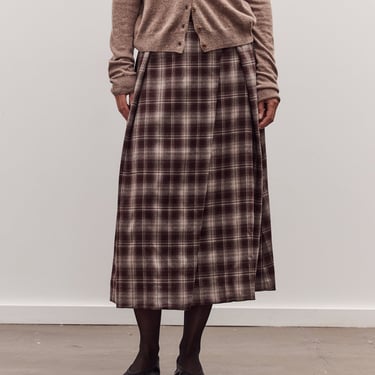 Plaid Midi Skirt, Brown Plaid