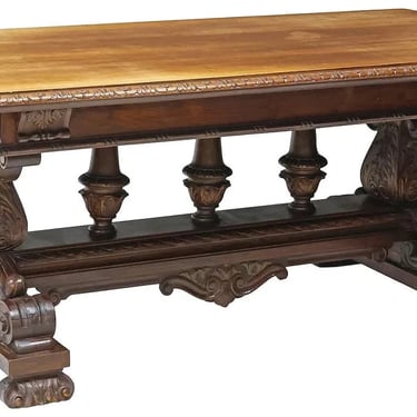 Antique Dining Table, Italian Renaissance Revival, Walnut, U. Brichetto Genoa!!