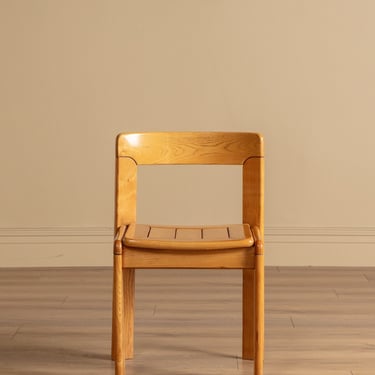 Set of 4 Sculptural Slat Seat Dining Chairs, Italy, 1960's