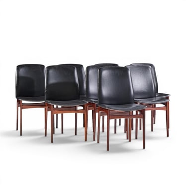 Johannes Andersen Style Mid Century Danish Rosewood Dining Chairs - Set of 8 - mcm 
