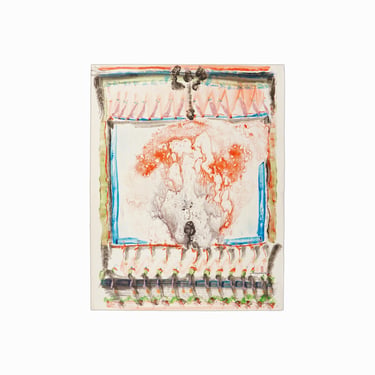 1979 William Sylvester Gamble Oil Painting on Paper Abstract Watercolor Expressionist Mid Century Vintage Brushstroke 