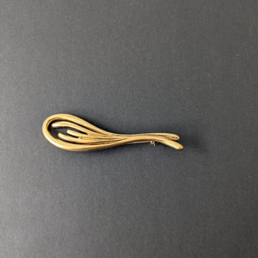 Vintage brooch gold-colored, abstract retro design, mid-century jewelry, pin 70s 
