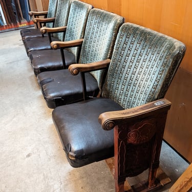 Vintage Crushed Green Velvet Theater chairs  107.5 x 24 x 33