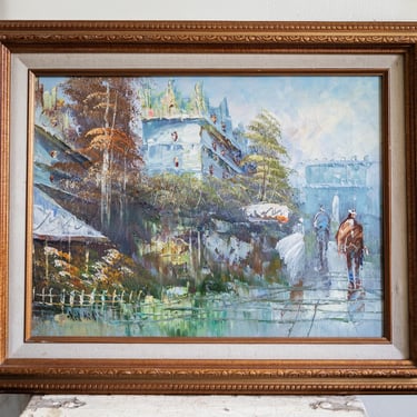 Vintage Paris Street Scene Impressionist Oil Painting | Original Artist Signed Framed Art | Vermen 