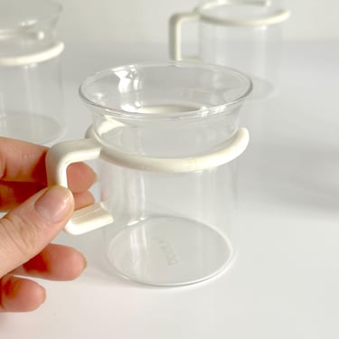 Bodum Denmark set of 4 large white glass tumblers for tea or coffee. Denmark 80s. 