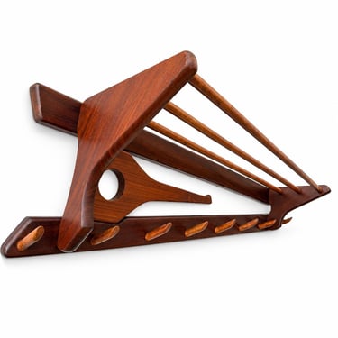 Vintage Teak Wall Coat Rack 1960s, Dutch Mid Century Modern, Danish Scandinavian Style, Electrimeufa Folding Hanger 
