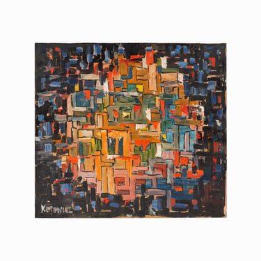 Kotowicz Abstract Expressionist Oil Painting on Board Mid Century Modern Abstraction 