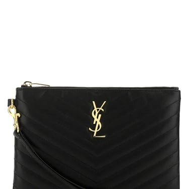Saint Laurent Women Black Leather New Jolie Clutch