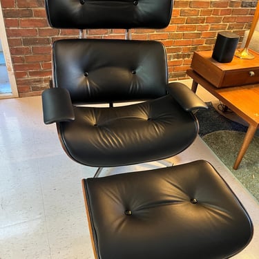 Eames Style Lounge Chair and Ottoman - Restored, New Leather 