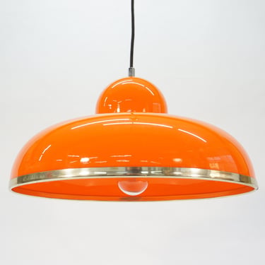 Vintage Pendant Lamp / Space Age Orange Lamp / Retro Hanging Light /  Mid Century Modern 
