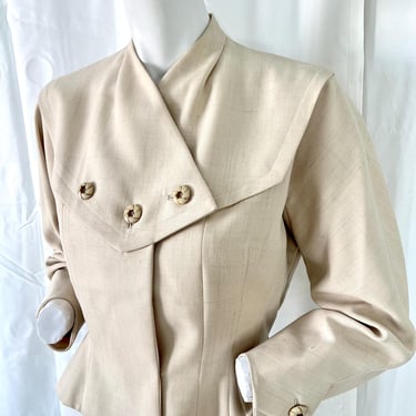1940s ART DECO Bolero Blazer, Snatched Waist Cropped Jacket, 1960s Christian Dior Bar Jacket Fit, Future Thierry Mugler Inspired, Alaia Vibe 