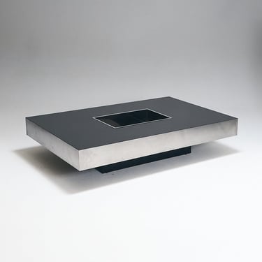 TABLE BASSE EN M&Eacute;TAL ET BOIS, MARIO SABOT, 1970s