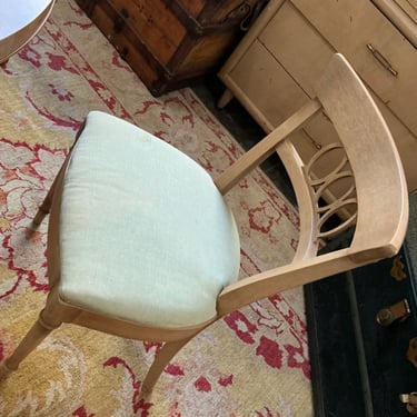 Light wooden mint upholstered chairs
