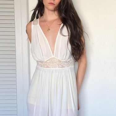 Y2K Sheer Mini Dress (L) large white vintage 