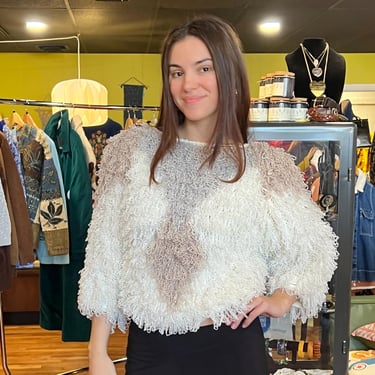 1980s Vintage Loopy Shaggy Crochet Sweater by SidEffects | Size M 