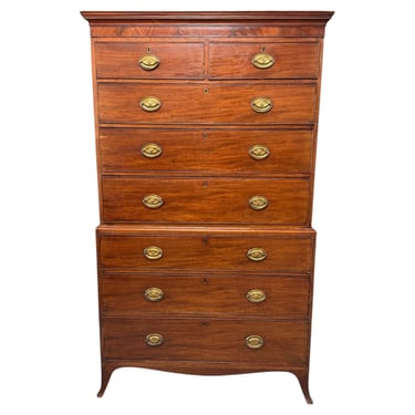 Federal Period Mahogany Chest on Chest with Original Lion Head Brasses, American