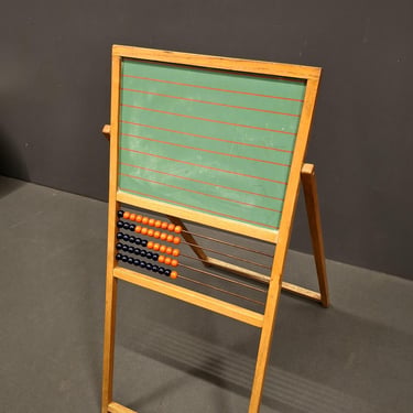 Vintage Wooden Children’s Abacus with Chalkboard | 1980s Educational Toy | Montessori Learning Board | School Teaching Aid 