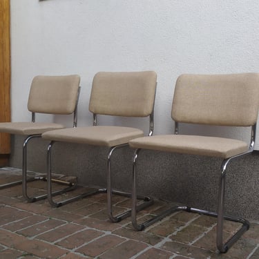 Vintage Cesca Cantilever Chair by Marcel Breuer design, Bauhaus Modernist Dining Chair, Mid Century Chrome Kitchen Seating, Stol Kamnik 
