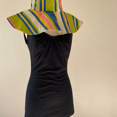 Vintage 50s 60s DeWeese One Piece Bathing Suit with Adjustable Straps; 50s Ruched Pinup Swimsuit Medium 