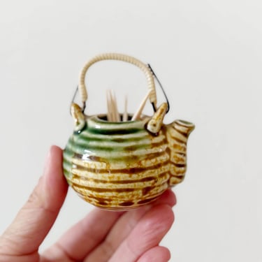 vintage stoneware miniature teapot water kettle | airplant holder | toothpick storage 
