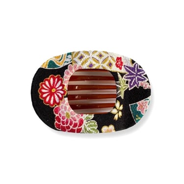 Square Hair clip, Thin Hair Clip, Barrette Clip, side hair clip, Japanese vintage kimono print, vintage style, hair claw, yoga hair clip 