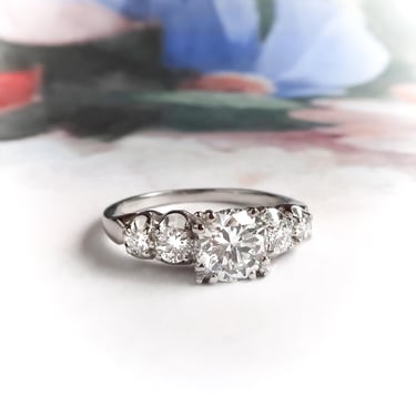 Midcentury Jabel Diamond Engagement Ring Platinum: 1.33 ct.t.w. 