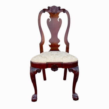 Vintage Kindel Winterthur Dining Chair - Queen Anne Solid Cherry Ball & Claw Side Chair - Traditional Furniture 