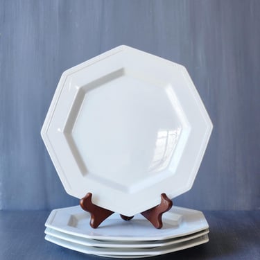 Johnson Bros Heritage White dinner plates octagon shape ironstone set of four 