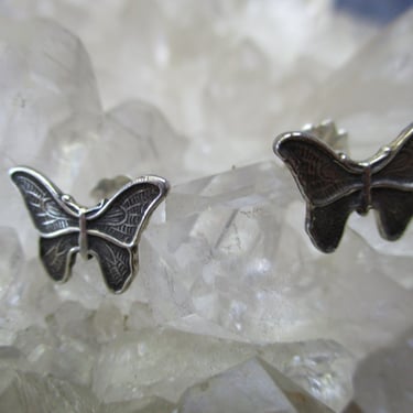 Butterfly Post Earrings ~Sterling Silver~ Hand Cast and Antiqued 