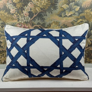 Blue & White Bamboo Lumbar Pillow