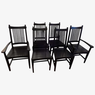 Six Hand Made Arts & Crafts Dinning Chairs by Studio Artist David Smith USA
