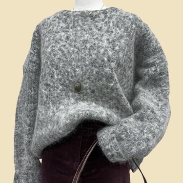 Vintage Mohair Sweater 1990s Retro Womens Size + Minimalist + 525 Men's Wear + Gray + Acrylic Blend + Ribbed + Pullover + Crewneck 