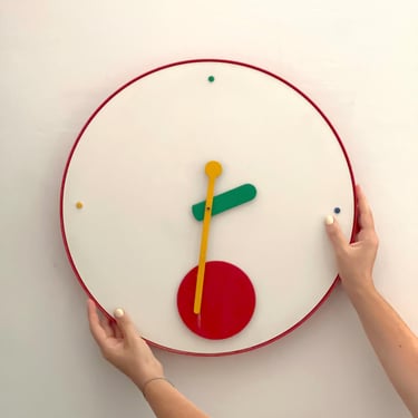 Rexite Contrattempo Wall Clock by Raul Barbieri & Giorgio Marianelli, Early 1987 Design, Italian Postmodern Clock, Memphis Style 