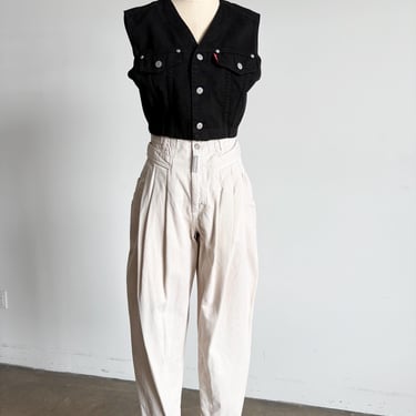 Vintage 90's Black Cotton Vest, Cropped Style 