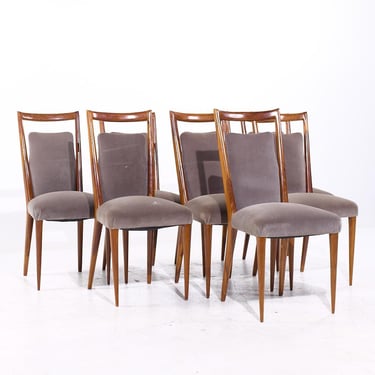 Mario Gottardi & Melchiorre Bega for Erno Fabry Mid Century Italian Walnut Dining Chairs - Set of 8 - mcm 