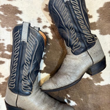 Vintage Black Label Navy and Grey Tony Lama Cowboy Boots size 11 E 