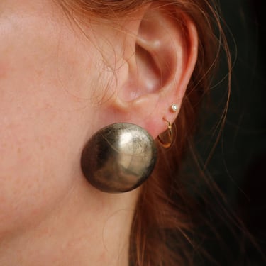 Large Sterling Ball Earrings , Oxidized Silver Posts, Navajo 