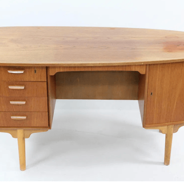 In process: H.P. Hansen Bullet Teak Executive Desk