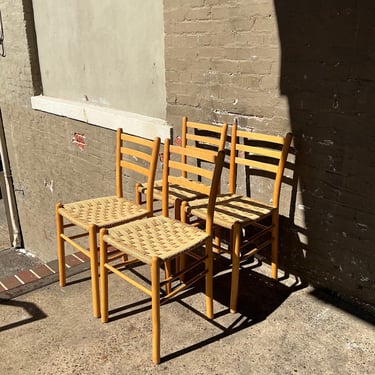 Set of Four MCM Rush Seat Chairs