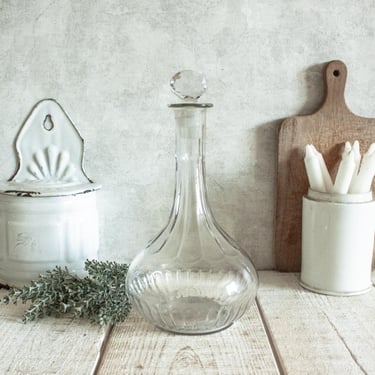 Beautiful Vintage French Clear Glass Decanter 