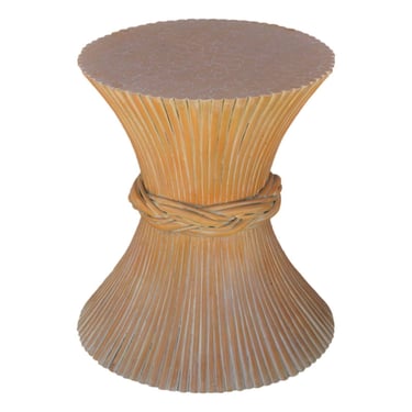 McGuire Round Sheaf of Wheat Rattan Dining Table Base & 42