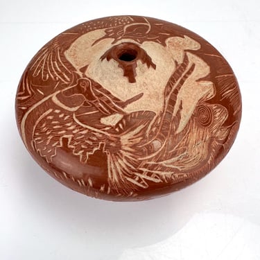 Paul Naranjo Santa Clara Sgrafitto Pottery Vase Seed Pot Vase Native American Signed 